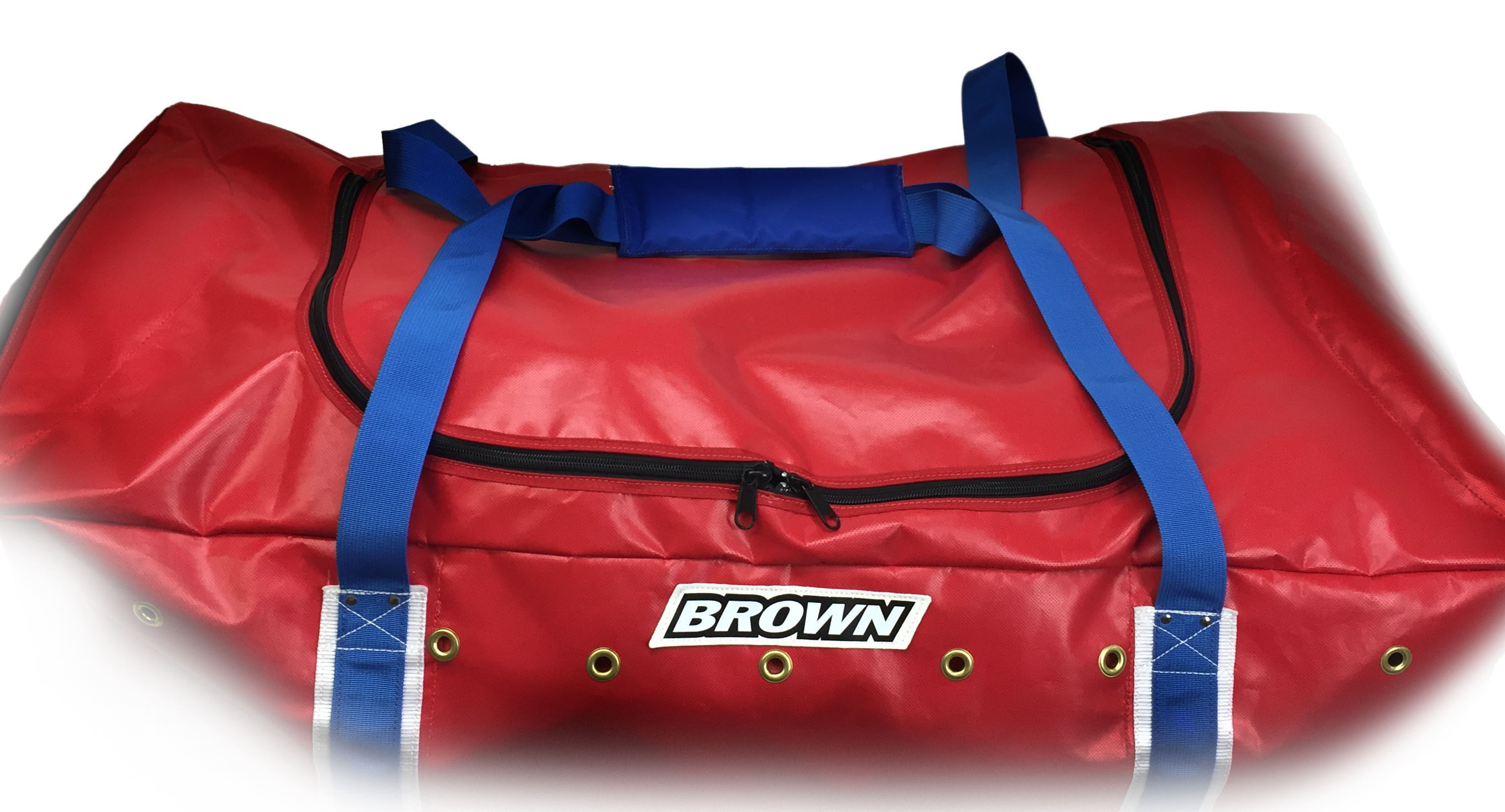 Custom red goalie equipment bag