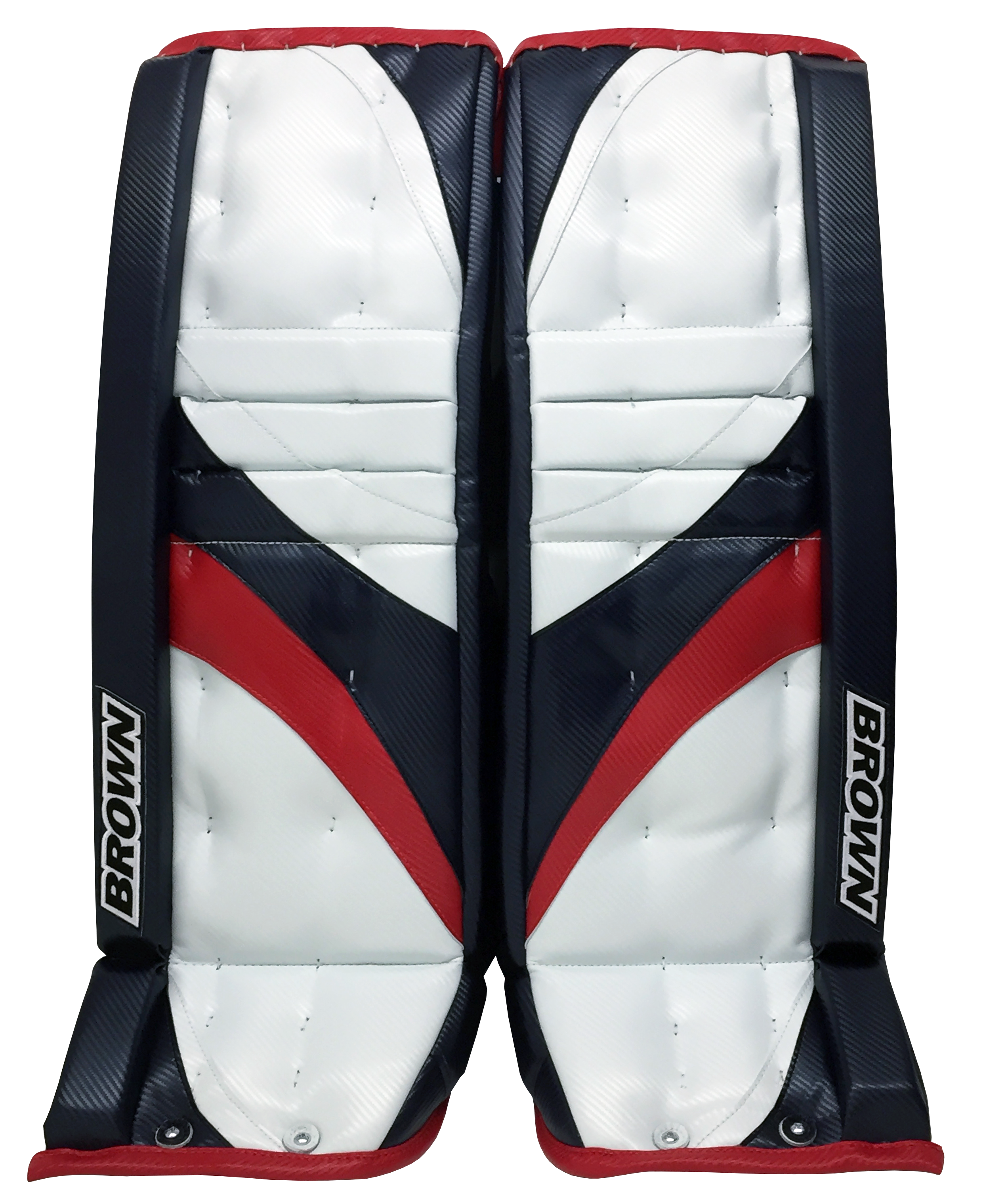 White, blue and red 2500 leg pad