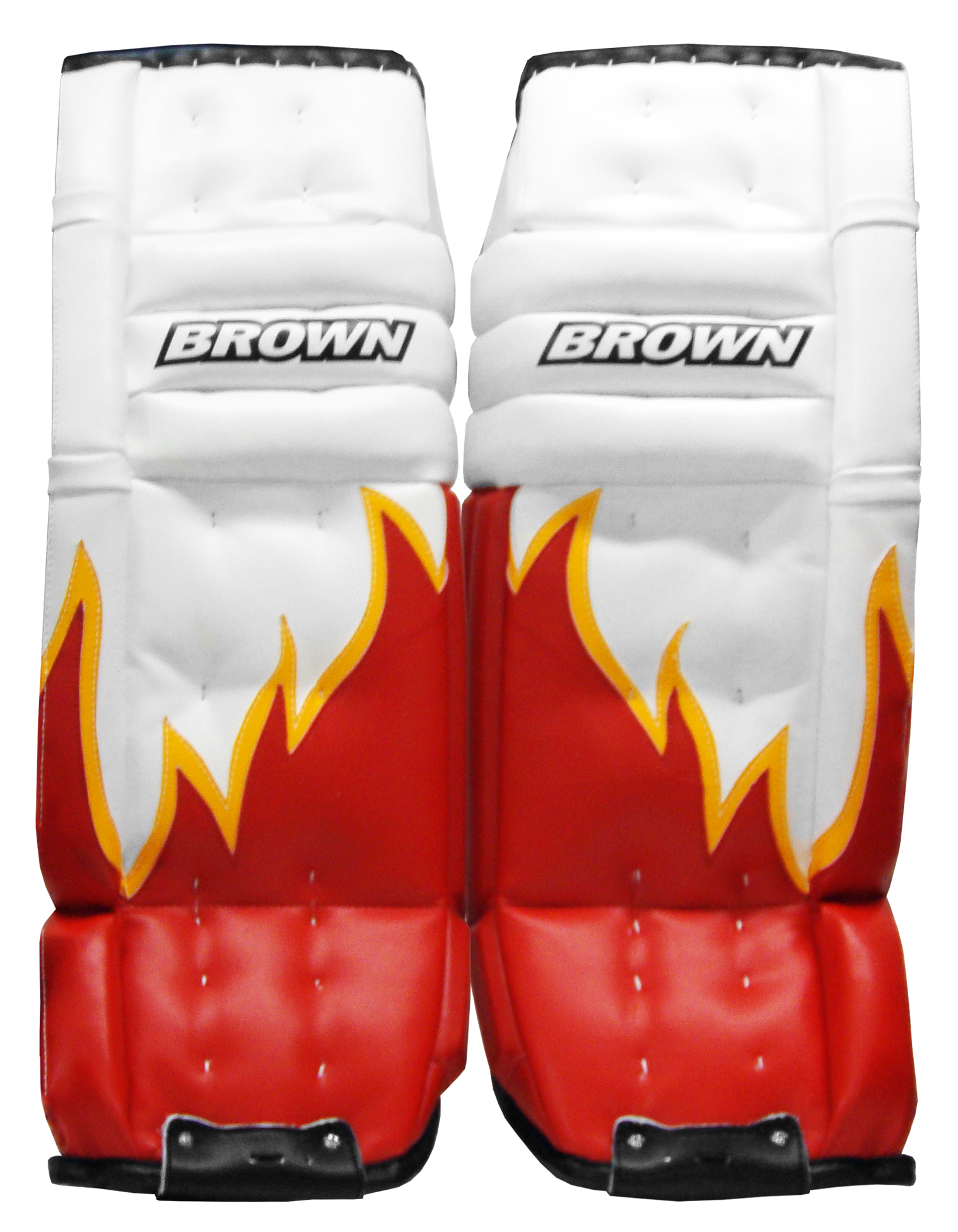 White and red flames 2100 leg pad