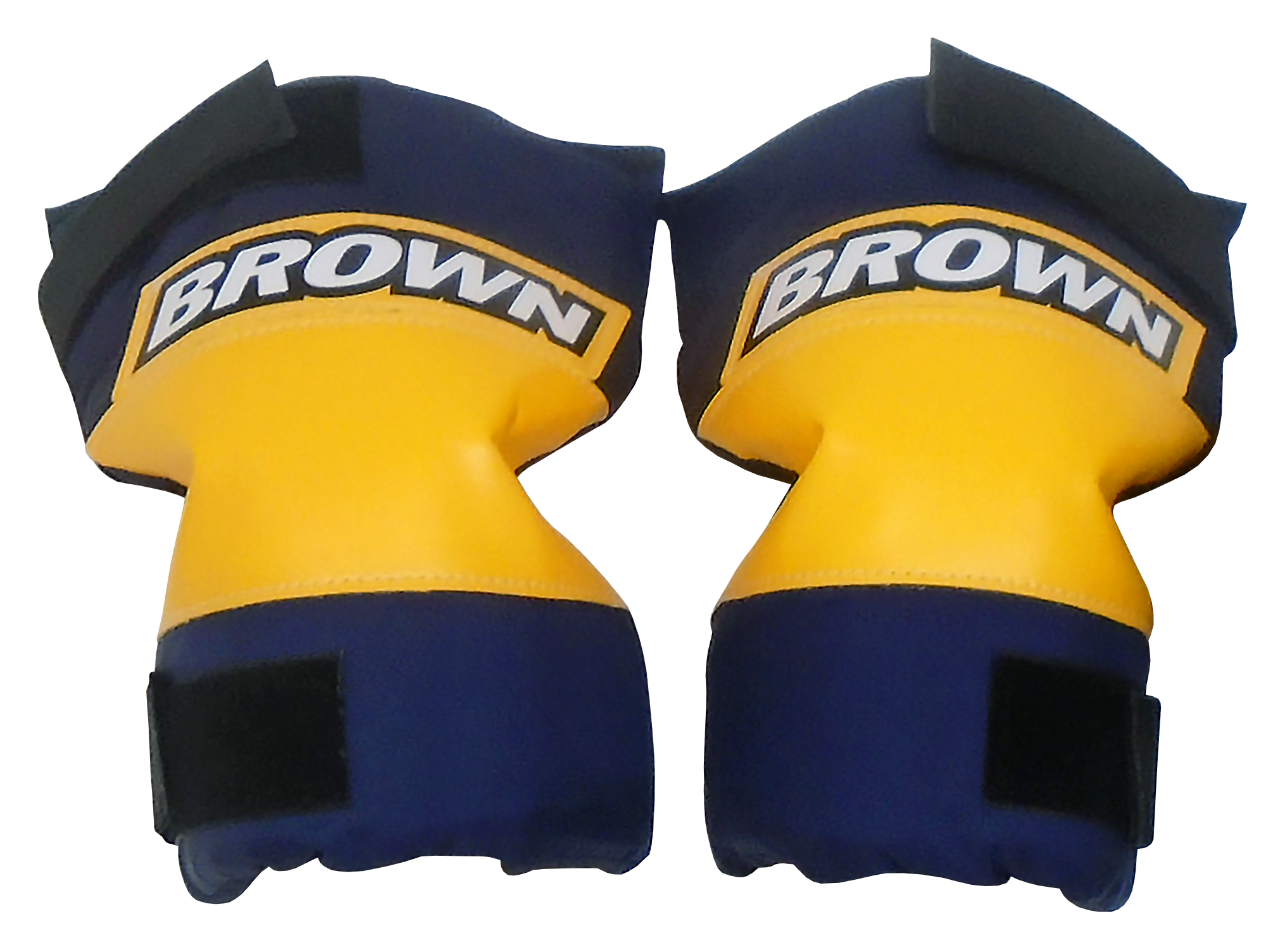 Yellow and blue knee pads