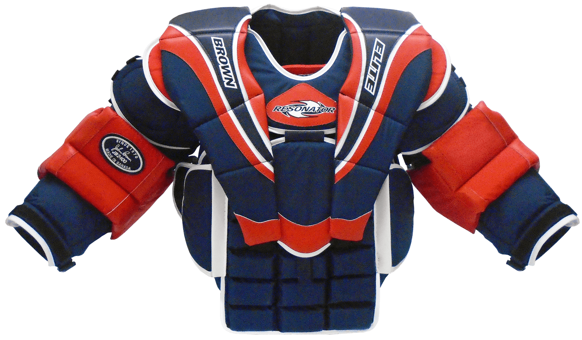 2400 blue, red, and white chest protector