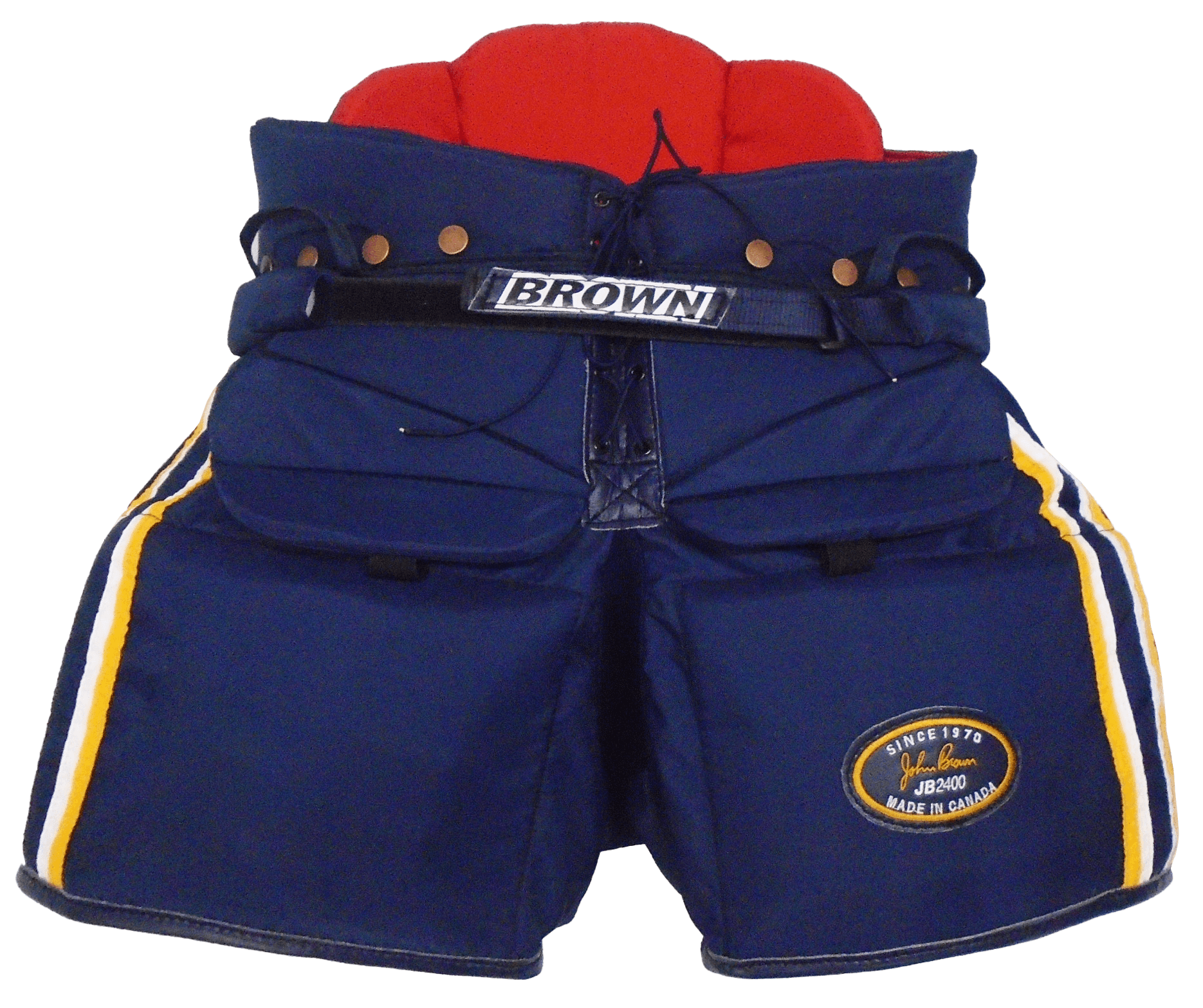 2400 blue pants with yellow and white stripes