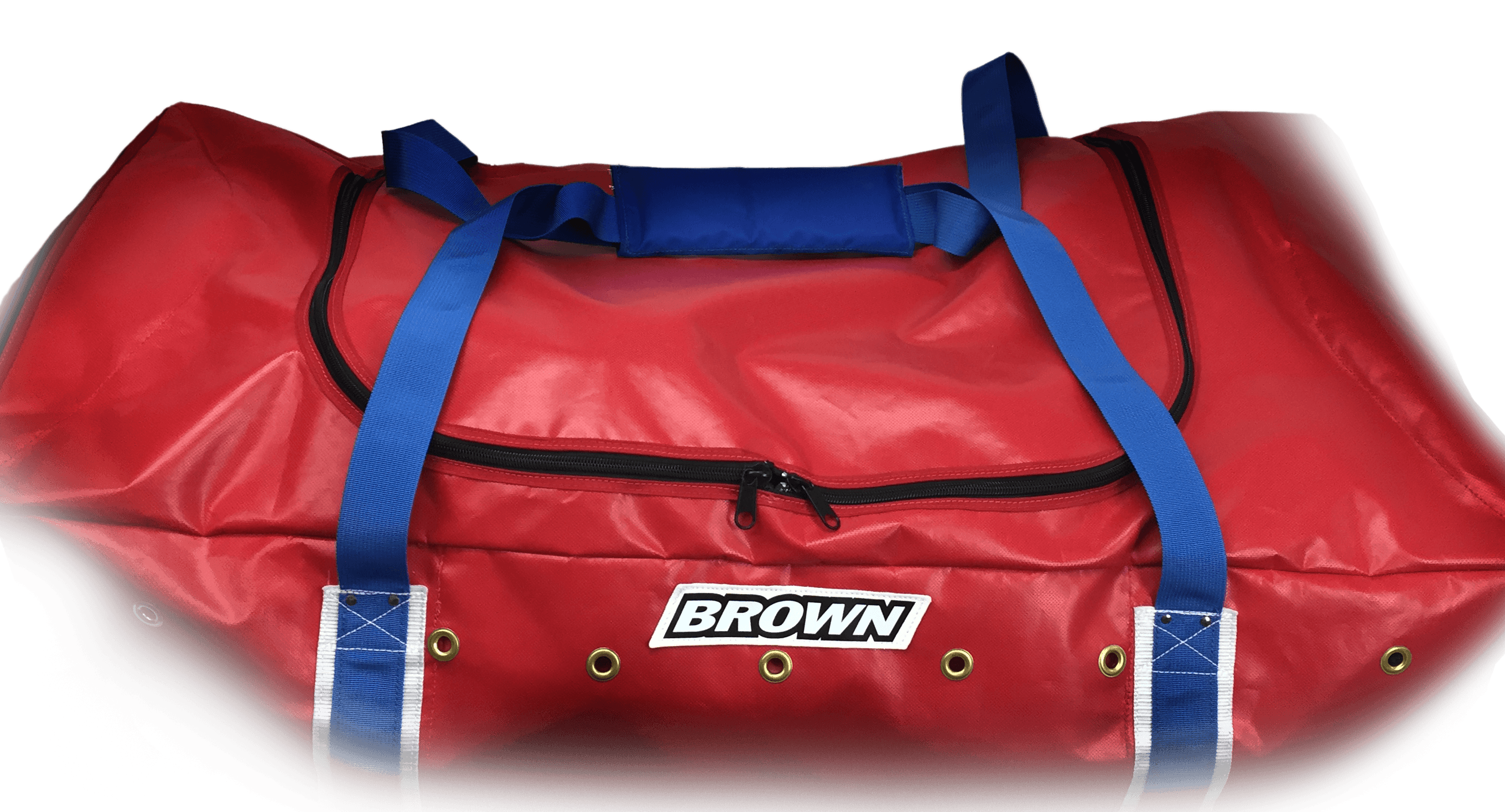 Custom red goalie equipment bag