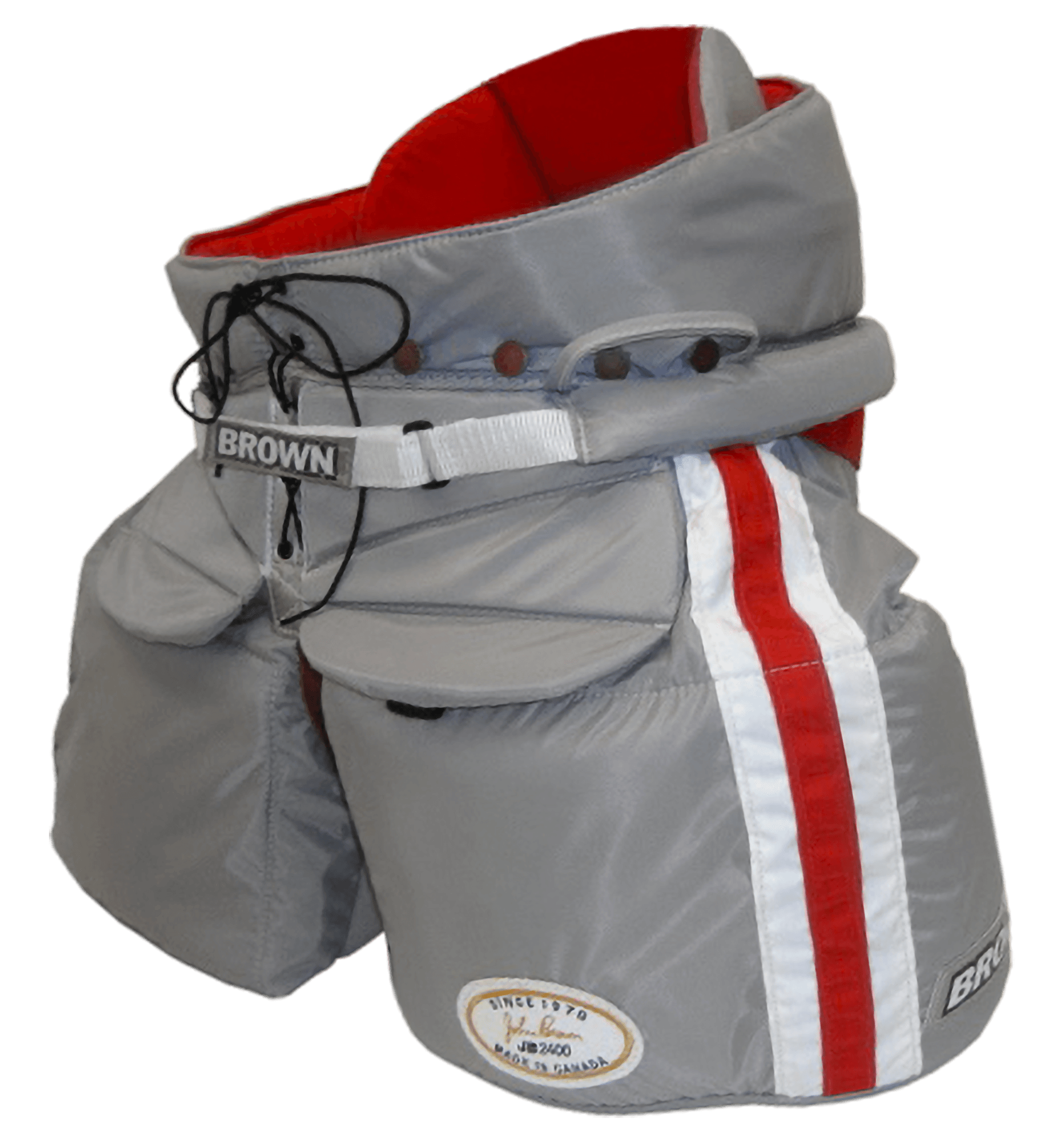 2400 gray pants with red interior