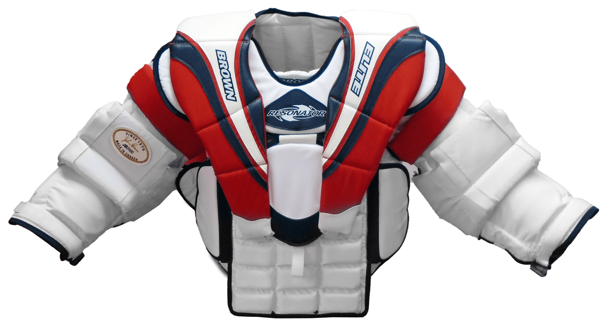 2400 white, red, and blue chest protector