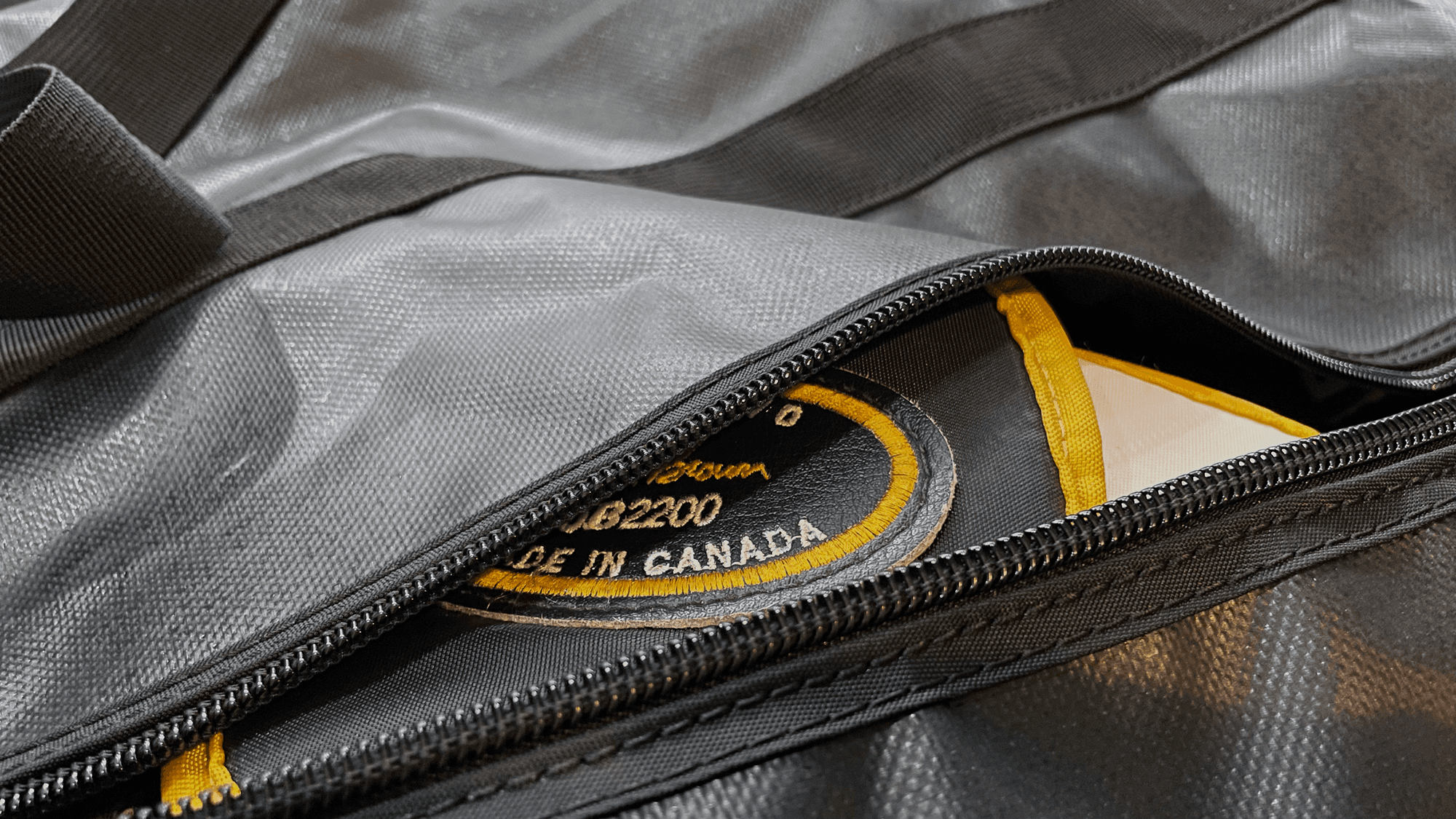 Equipment bag with zipper open