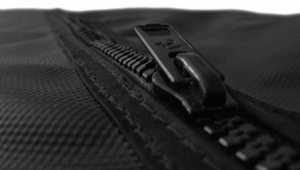 Close-up of heavy duty zipper