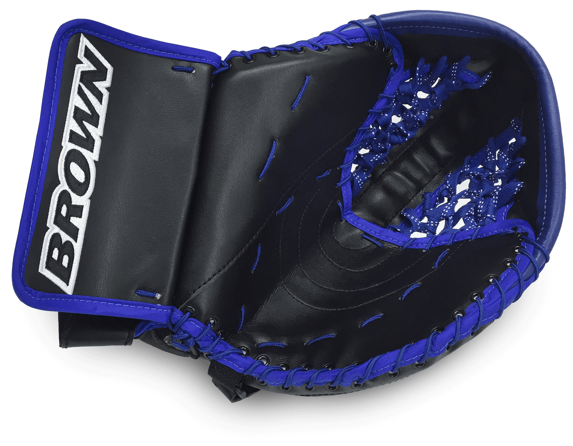 1800 catch glove in black and royal blue