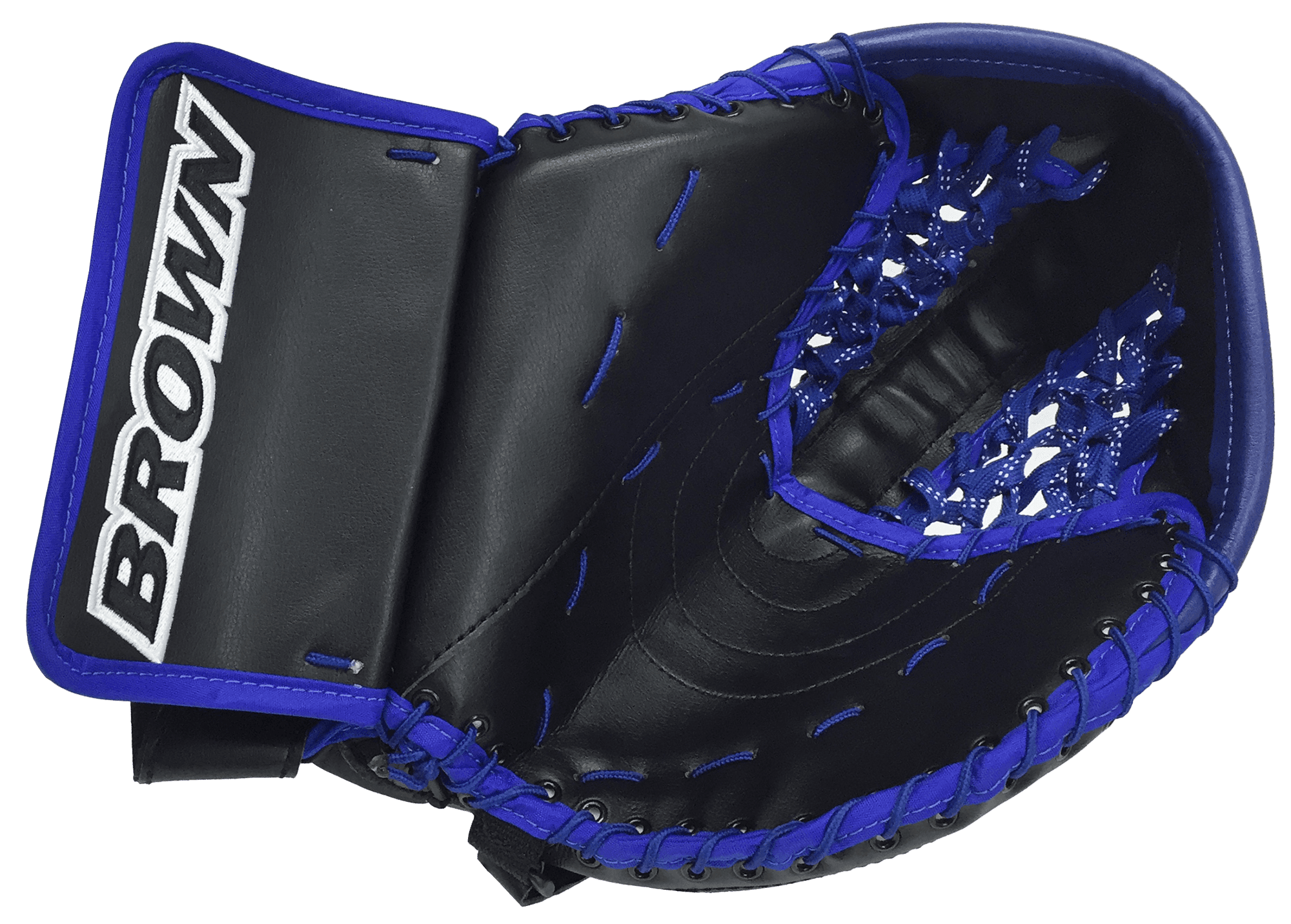 1800 catch glove in black and royal blue