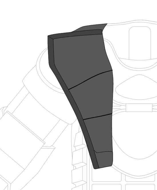 Raised and segmented shoulder wing illustration