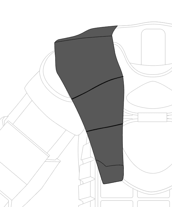 Segmented shoulder wing illustration