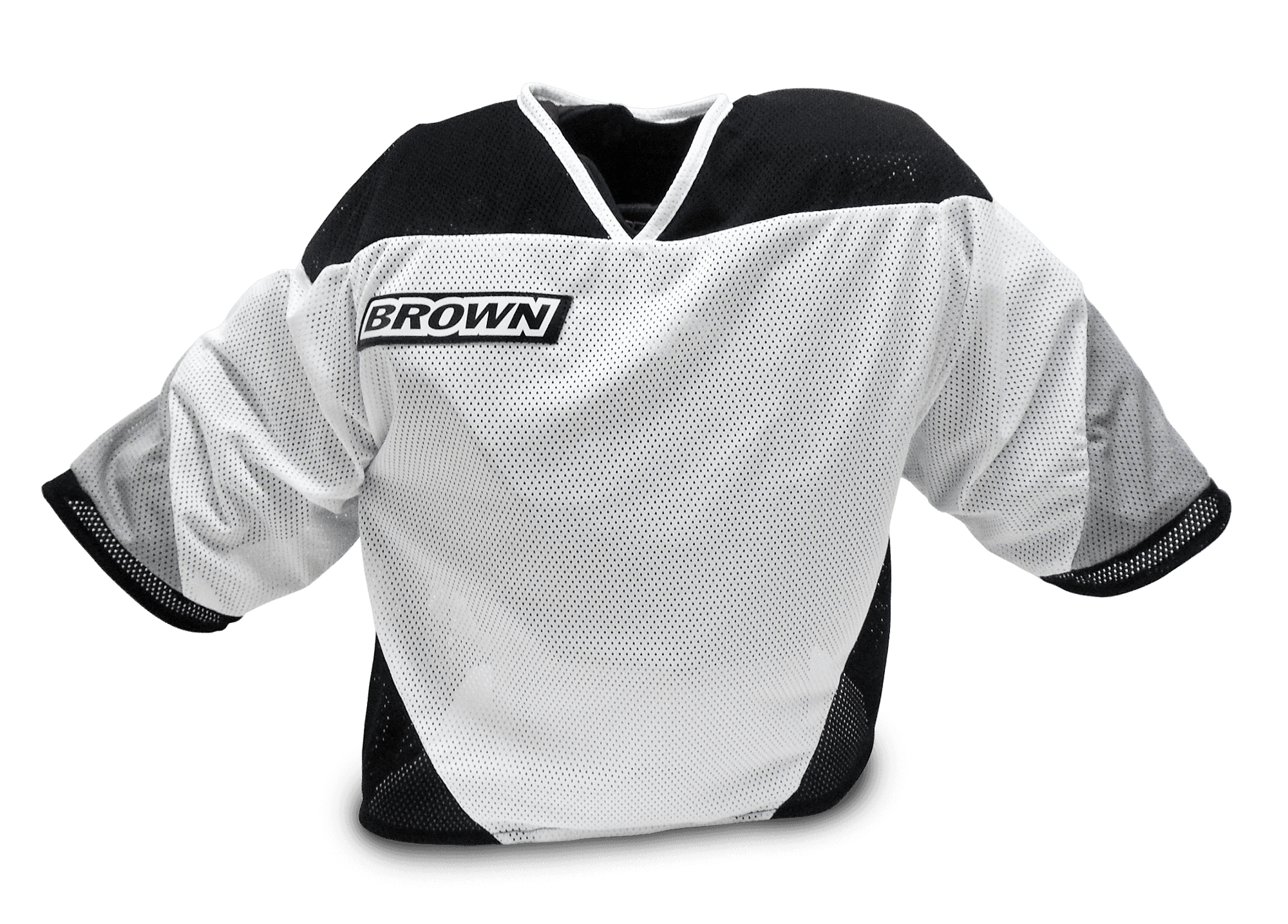 Front of Black white and gray jersey on chest protector