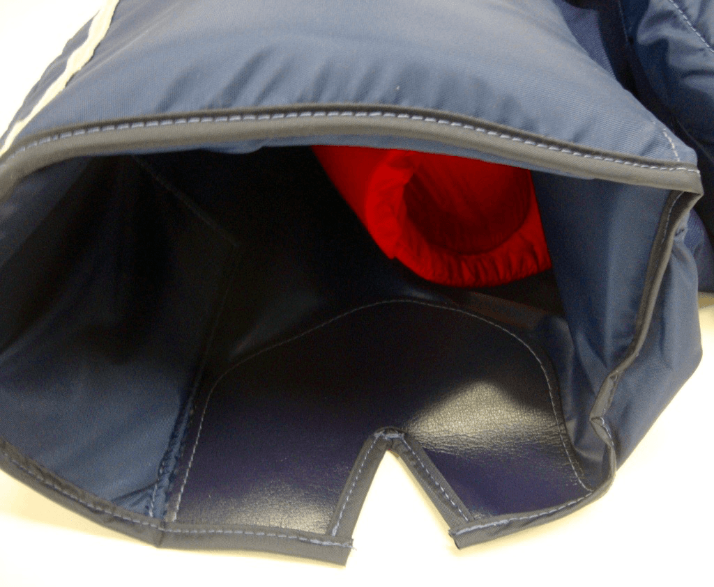 Skate guard on rear interior of pant leg
