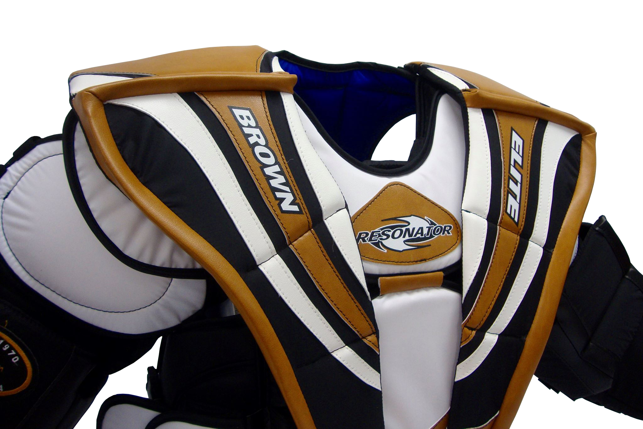 Close up of custom 2400 chest protector