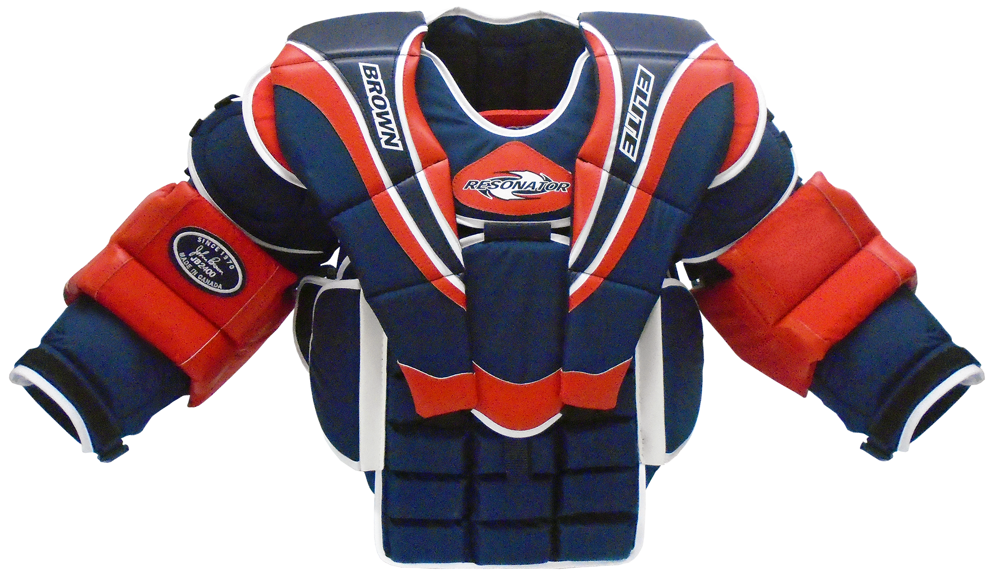 2400 blue, red, and white chest protector