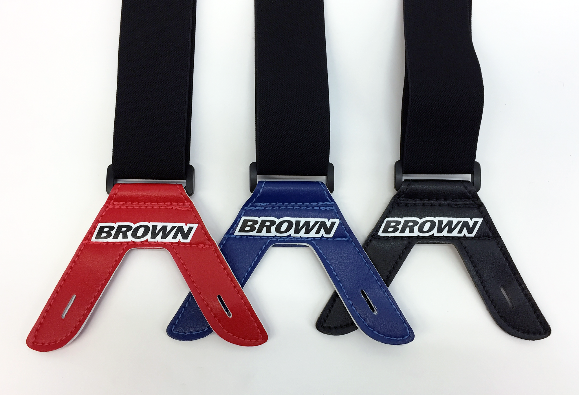 Red, blue, and black suspenders