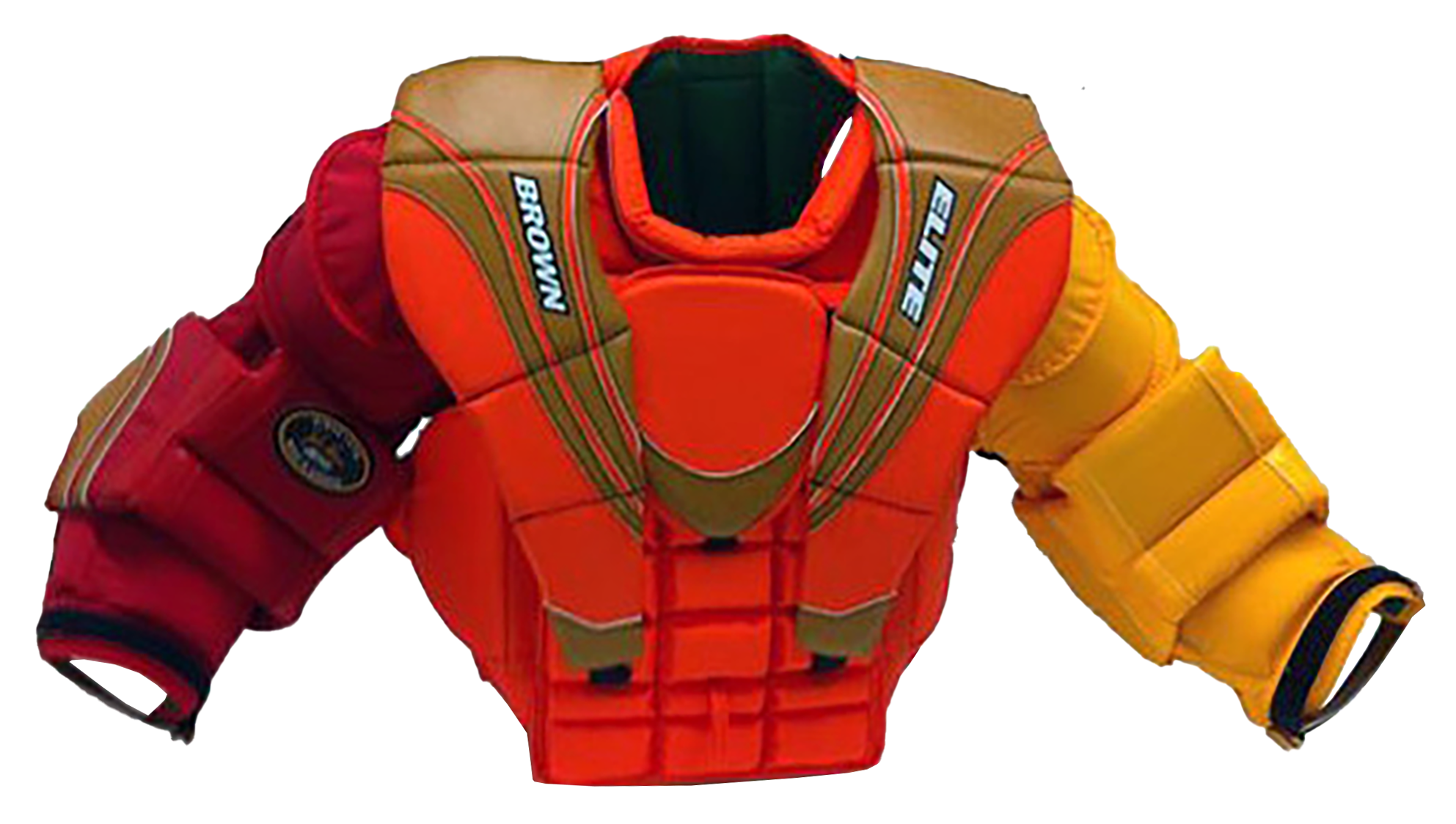 2400 orange, yellow and red chest protector