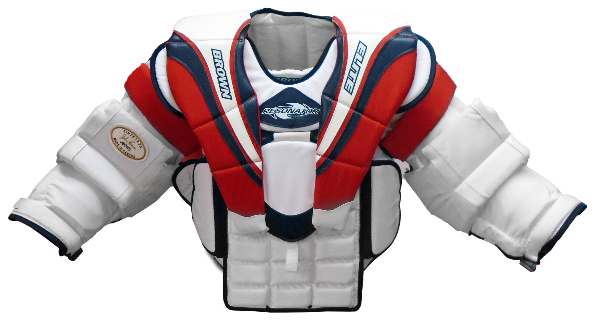 2400 white, red, and blue chest protector