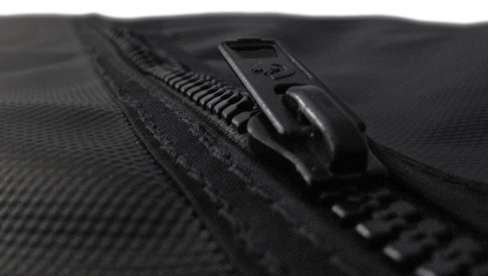Close-up of heavy duty zipper
