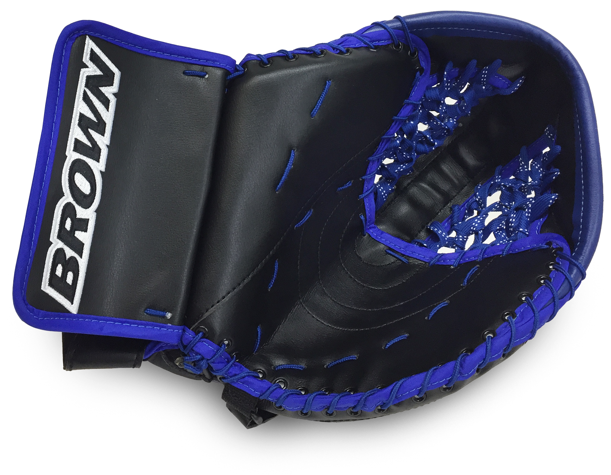 1800 catch glove in black and royal blue
