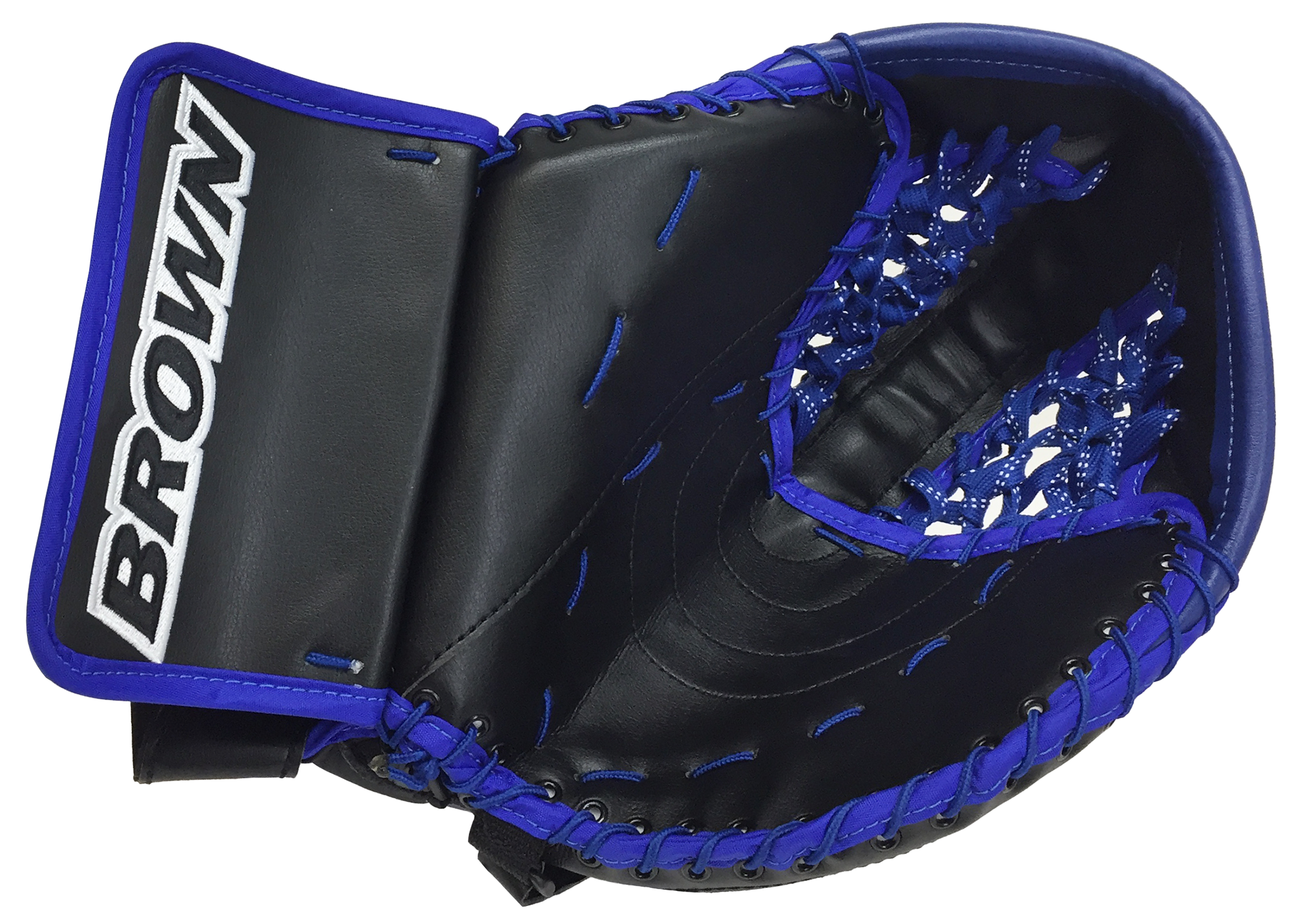 1800 catch glove in black and royal blue