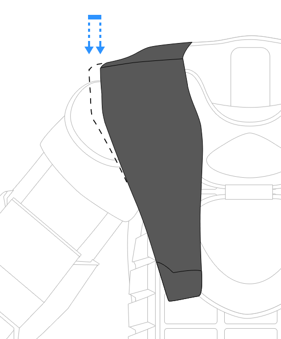 Minus 0.75" shoulder wing width illustration